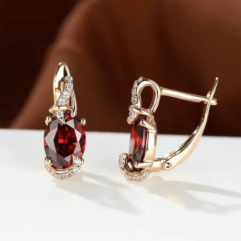 Deep Red Twilight Dangle Earrings