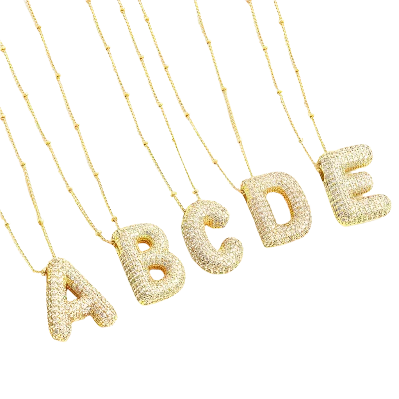 Bubble Initial Necklace Set