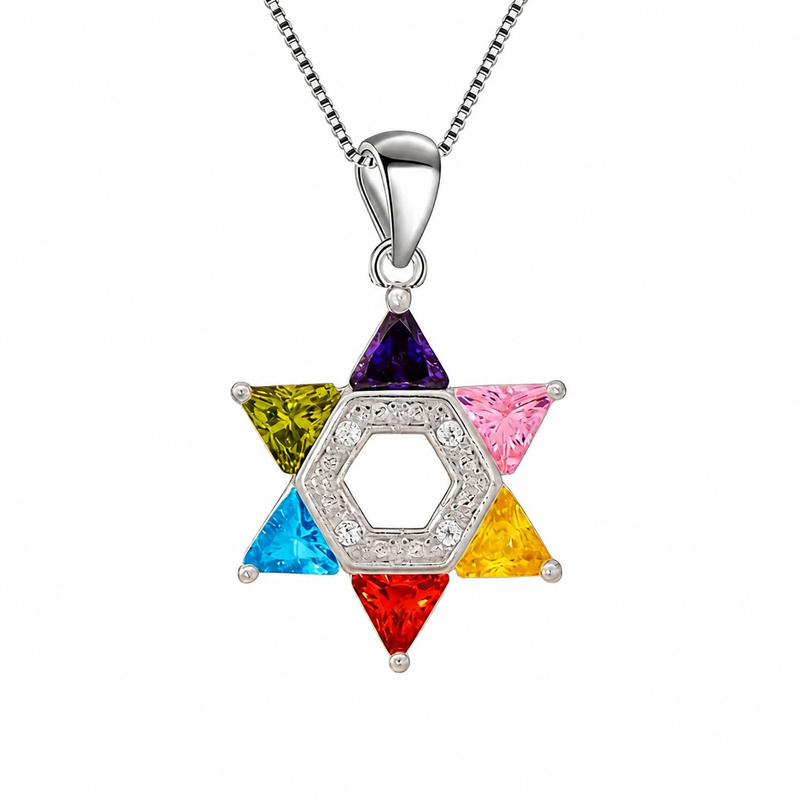 Multicolour Star of David Necklace