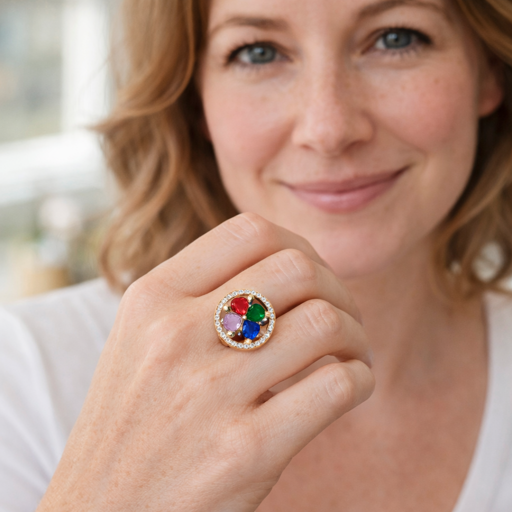 Spinning Ring Colourful Wave Hearts