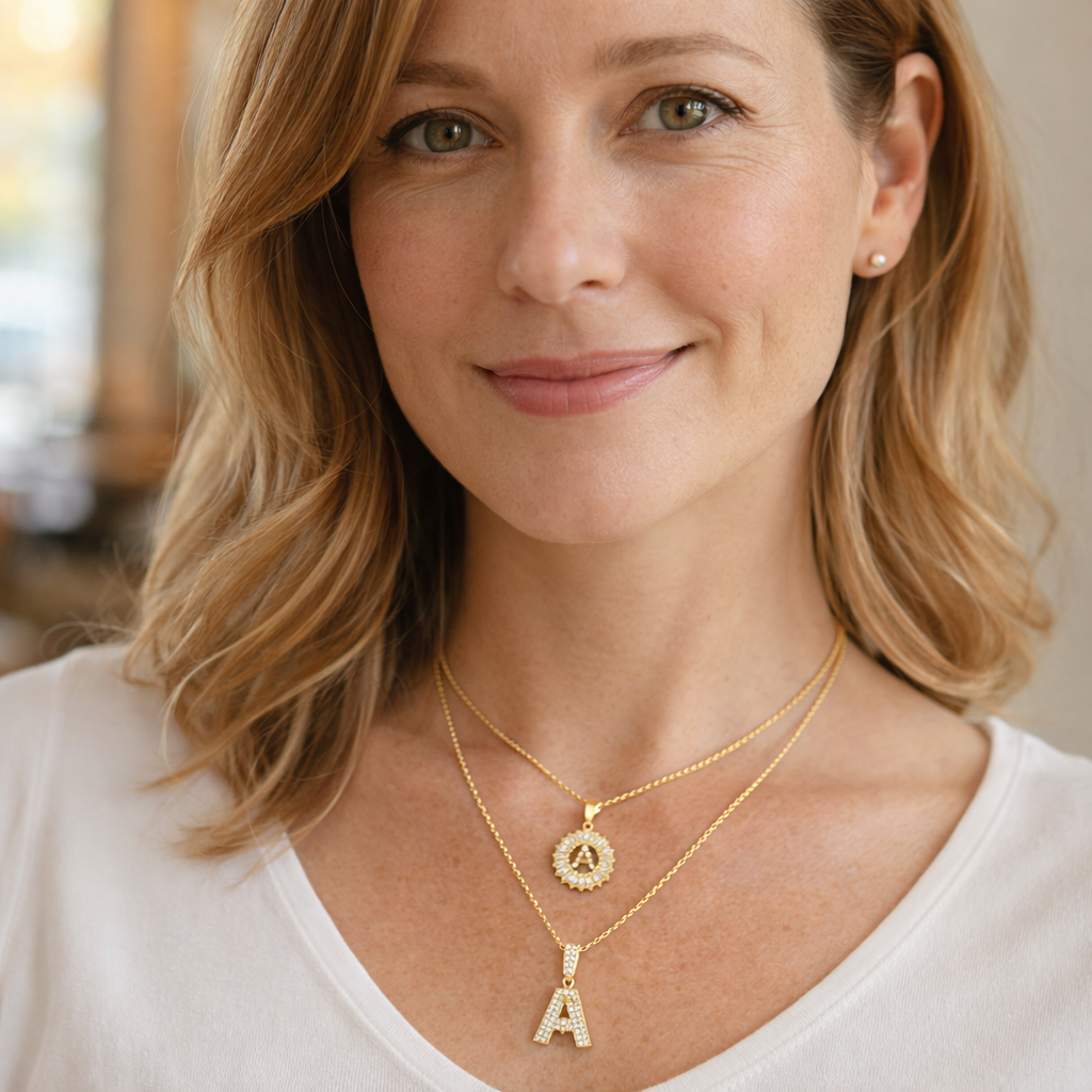 Initial Pavé Necklace Set