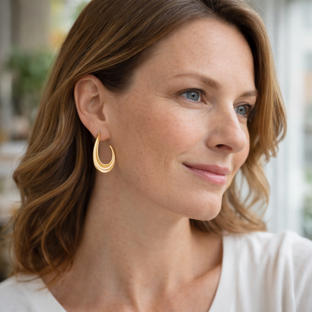 Sculpted Half Moon Hoop Earrings