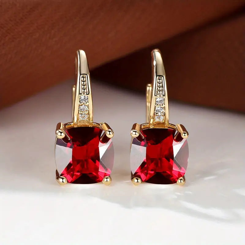 Hoop Earrings with Secret Sapphire Stone