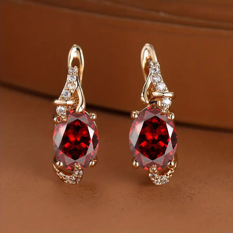 Deep Red Twilight Dangle Earrings