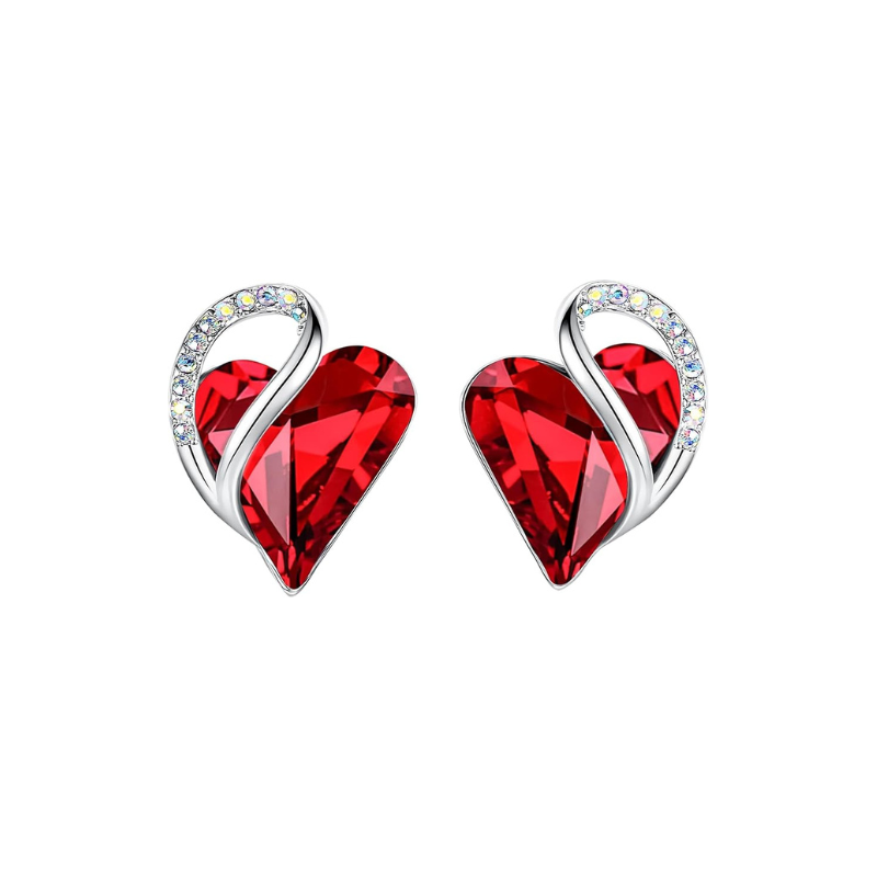 Stud Infinity Heart Ruby Earrings