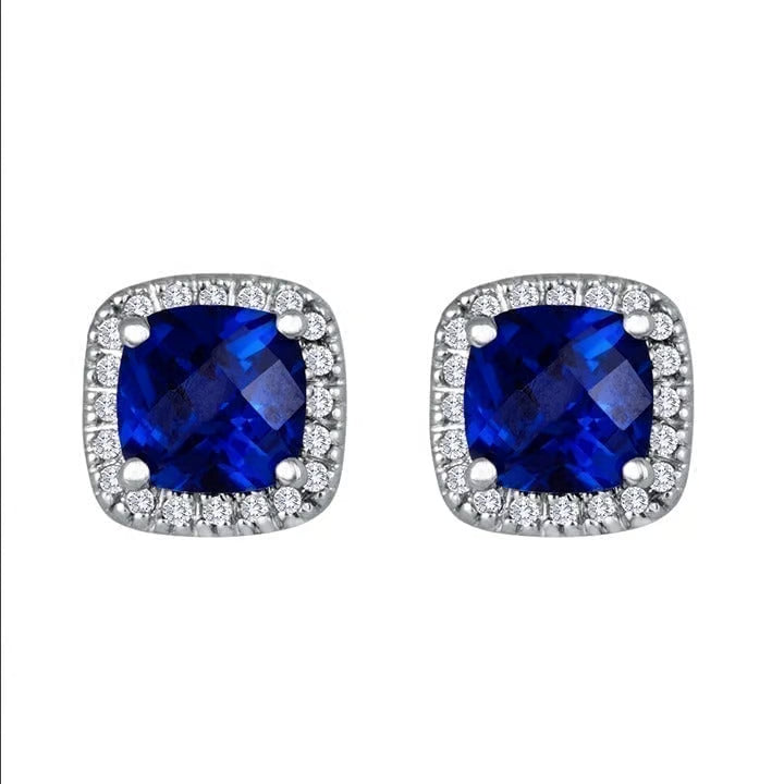 Square Stud Sapphire Earrings