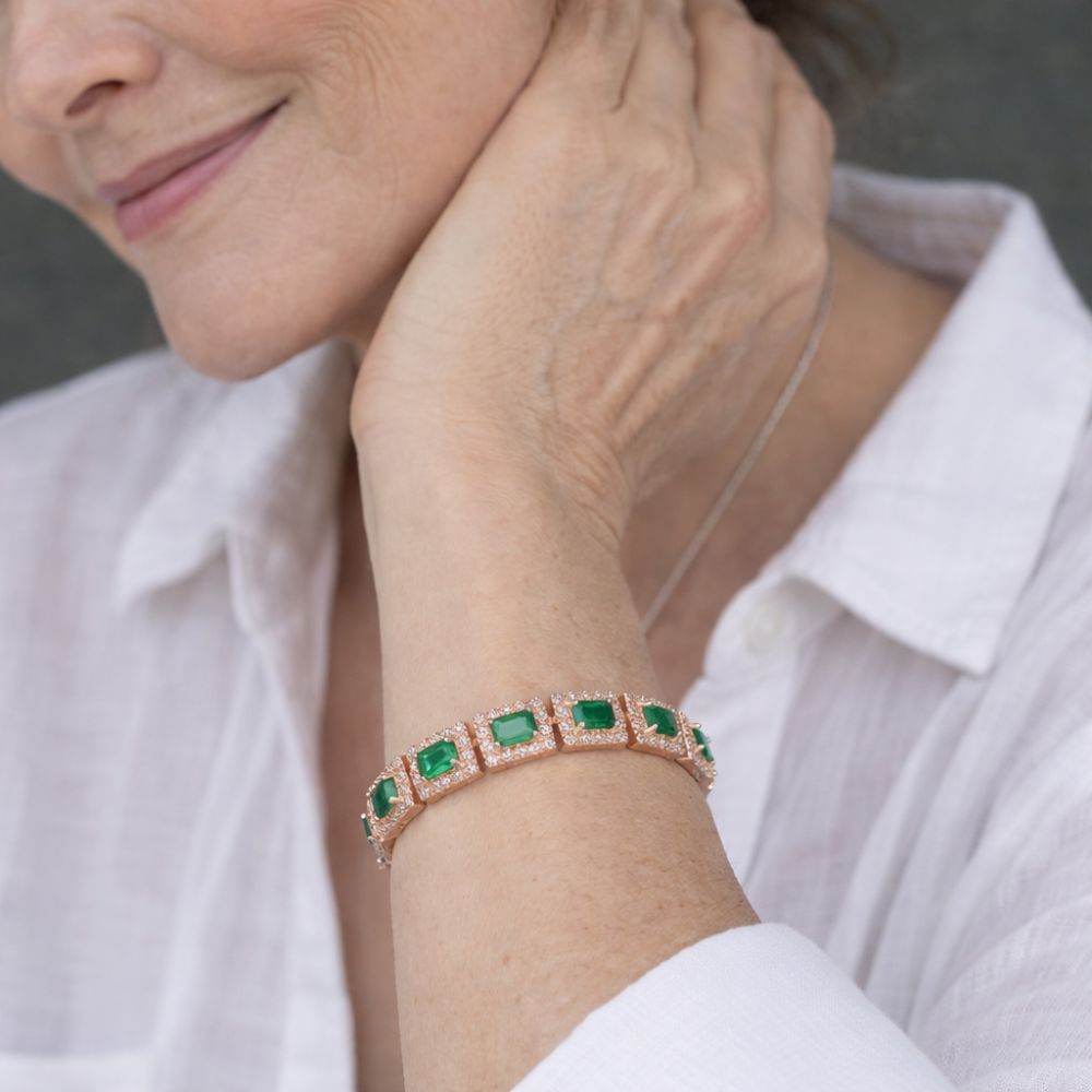 Statement Gold Green Emerald Bracelet