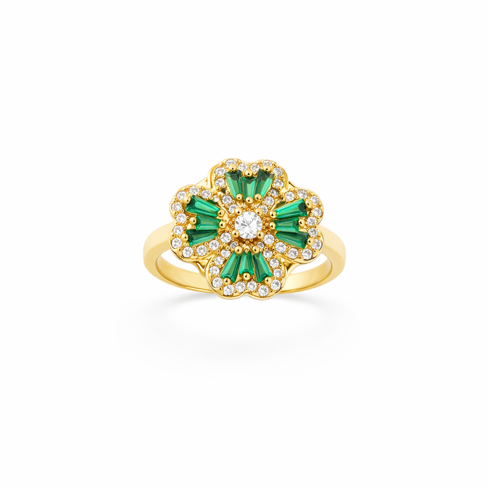 Spinning Ring Clover Emerald