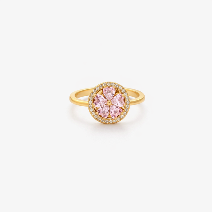 Spinning Ring Blooming Pink Heart