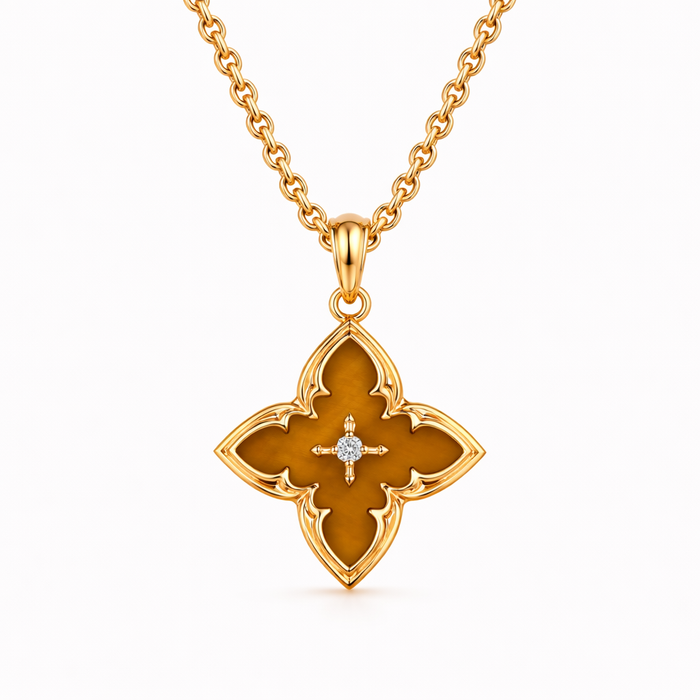 Brown Clover Pendant Necklace