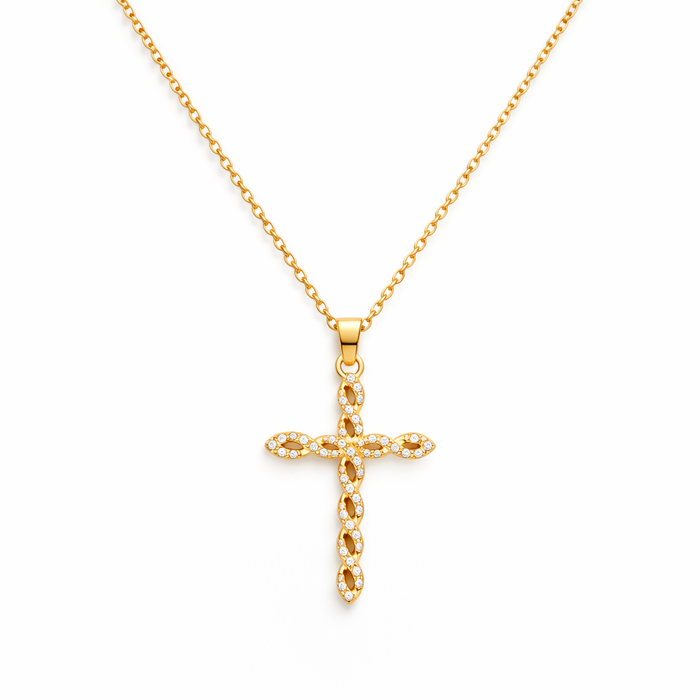Twisted Crystal Cross Necklace