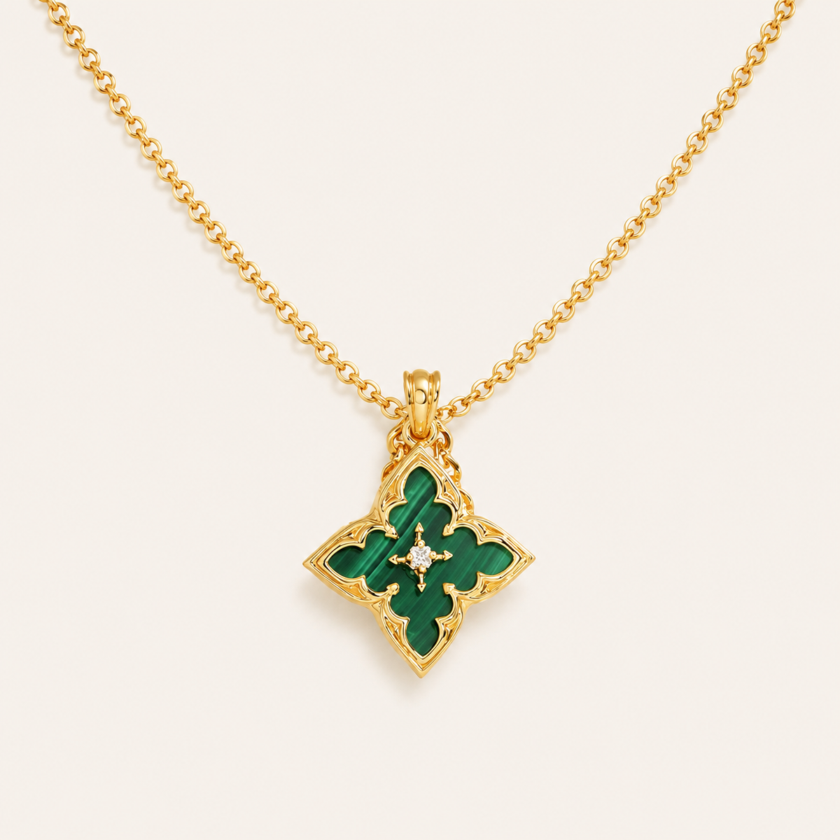 Emerald Clover Pendant Necklace