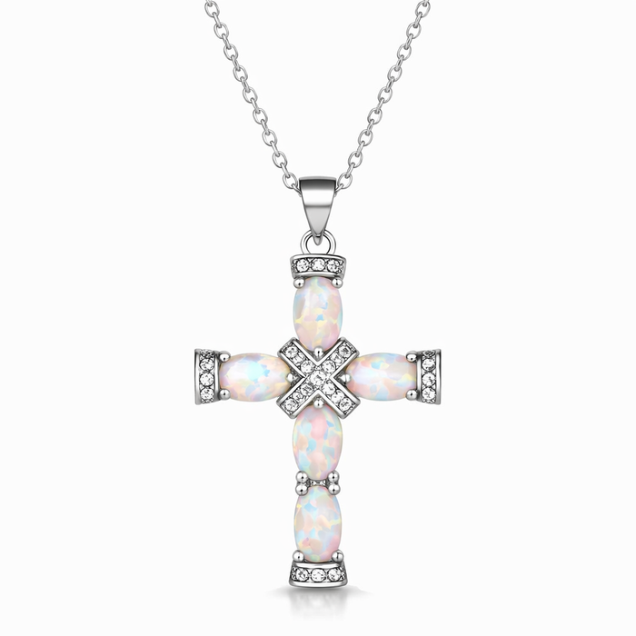 Lumen Cross Opal Necklace