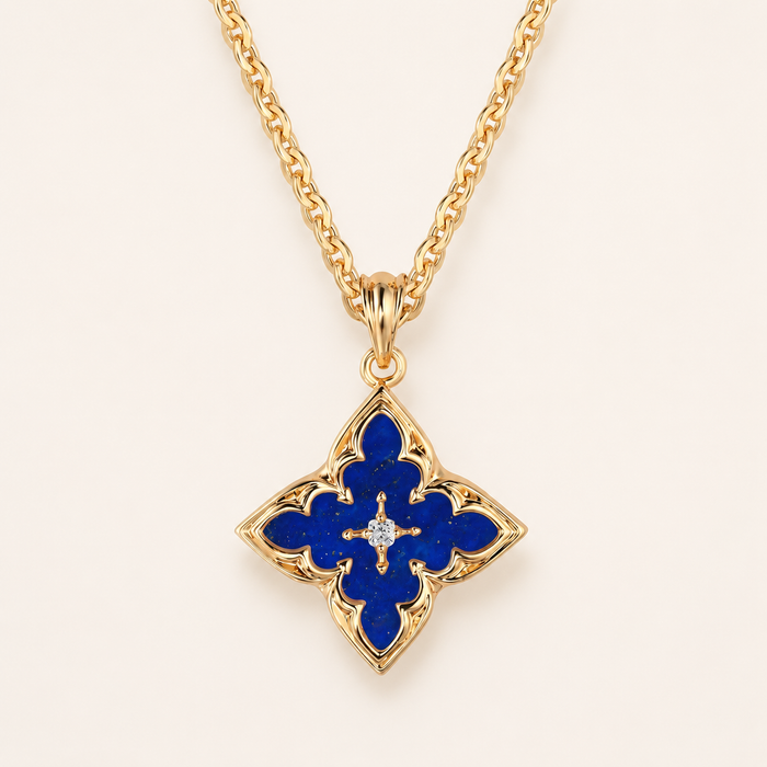 Blue Clover Pendant Necklace