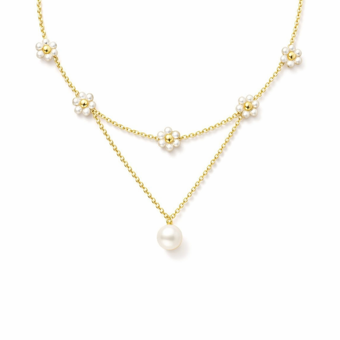 Floral Layered Pearl Necklace