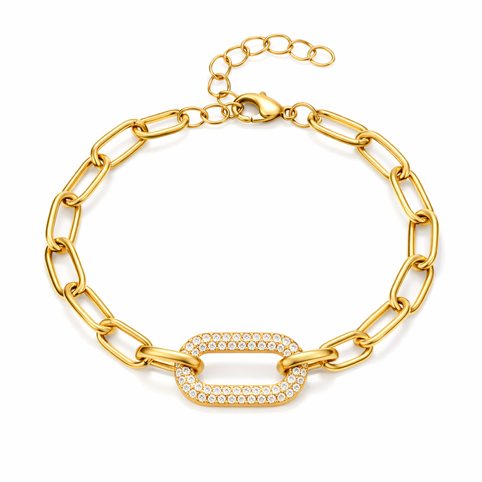 Thick Link Chain Jewellery Set with Pavé