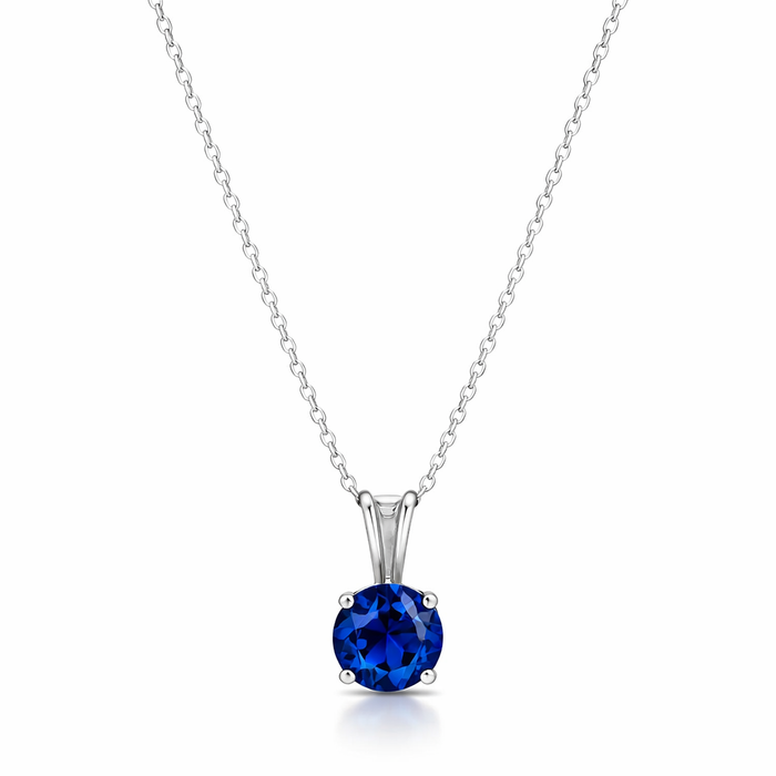 Round Cut Sapphire Necklace
