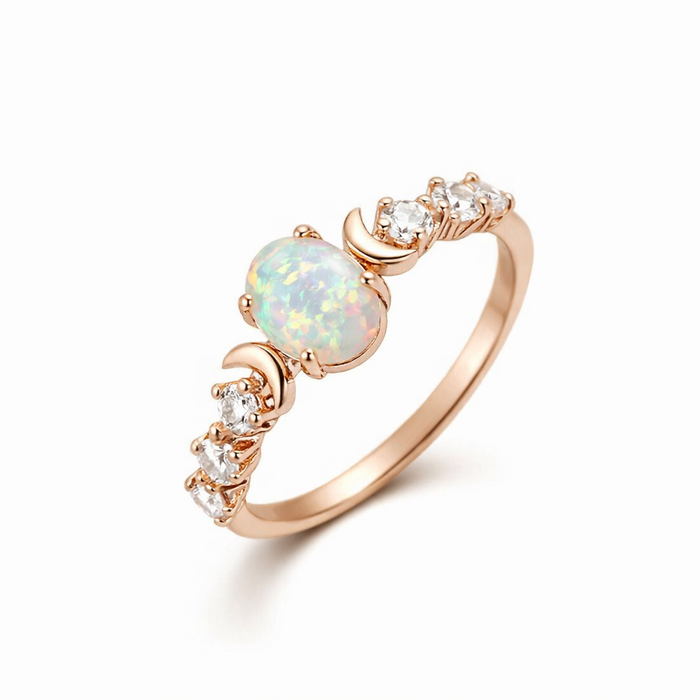 Moon Half-Moon Opal Ring