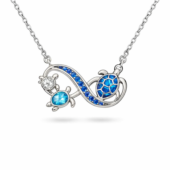 Twin Turtles Silver Necklace