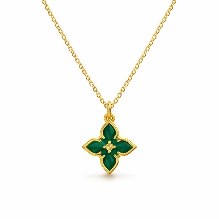 Emerald Clover Pendant Necklace