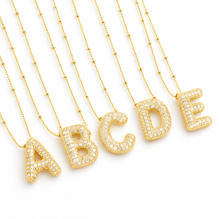 Bubble Type Initial Necklace Set