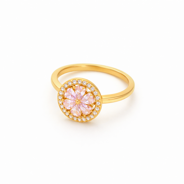 Spinning Ring Blooming Pink Heart