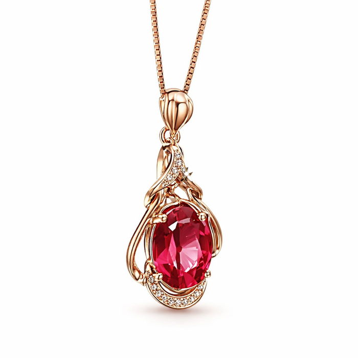 Gold Red Crystal Exquisite Necklace
