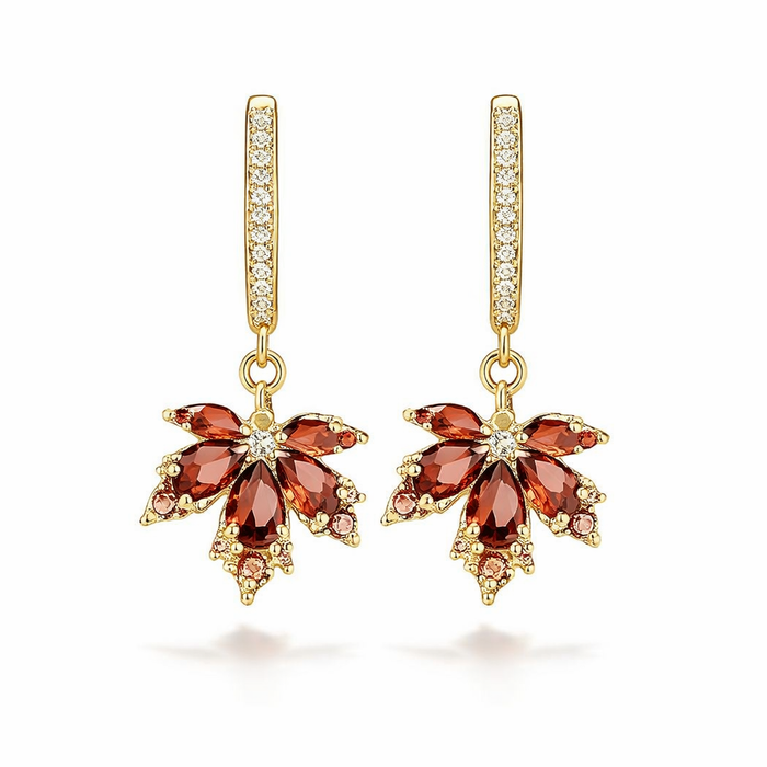 Zircon Leaf Shine Earrings