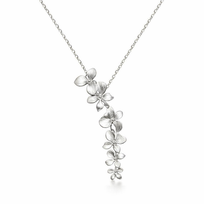Silver Petal Pendant Necklace