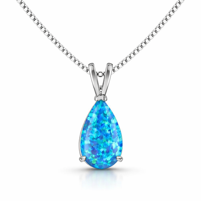 Blue Opal Tear Necklace