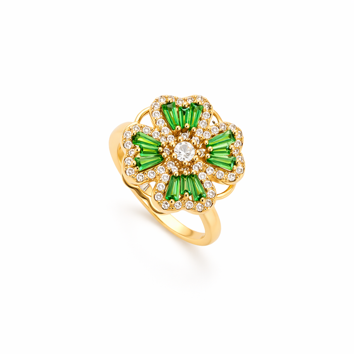 Spinning Ring Clover Emerald
