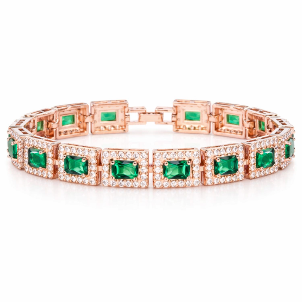 Statement Gold Green Emerald Bracelet