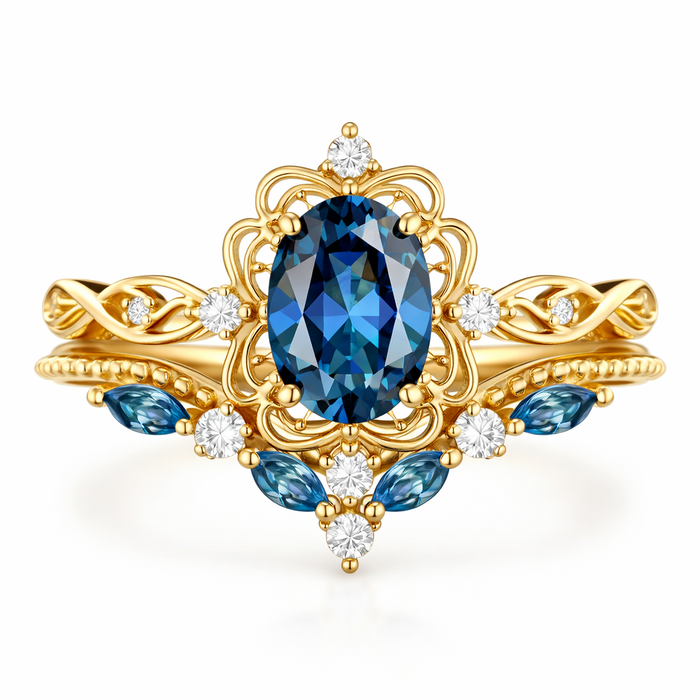 Azelia Sapphire Crown Ring Set