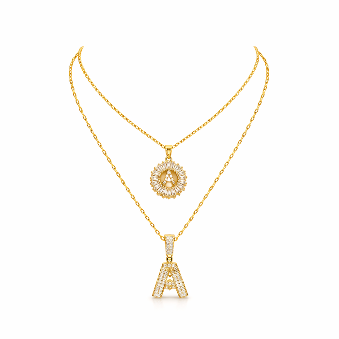 Initial Pavé Necklace Set