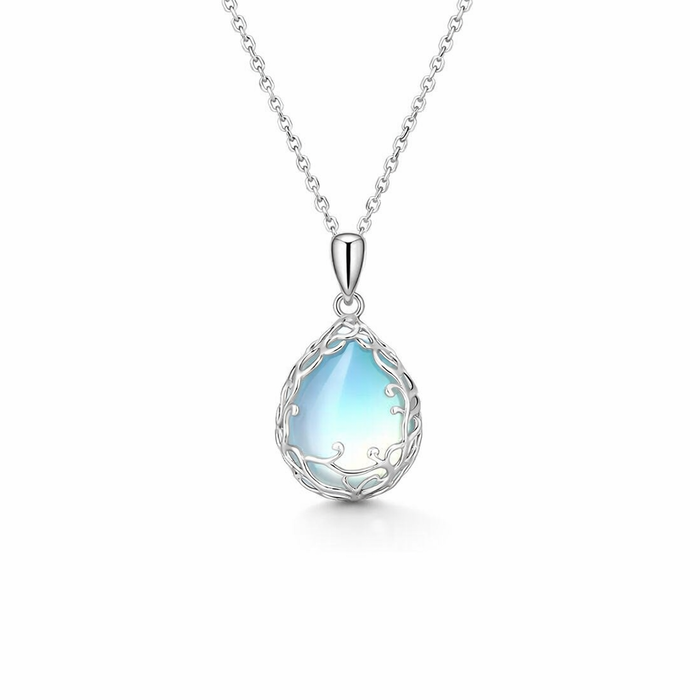 Glacier Light Moon Pendant Necklace
