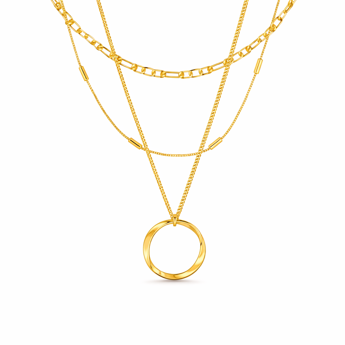 Three Strand Open Circle Necklace