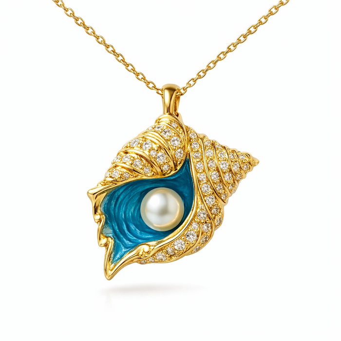 Shiny Pearl and Shell Necklace