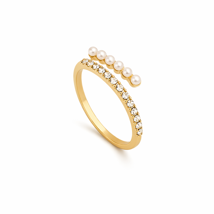 Virelle Open Crystal and Pearl Ring