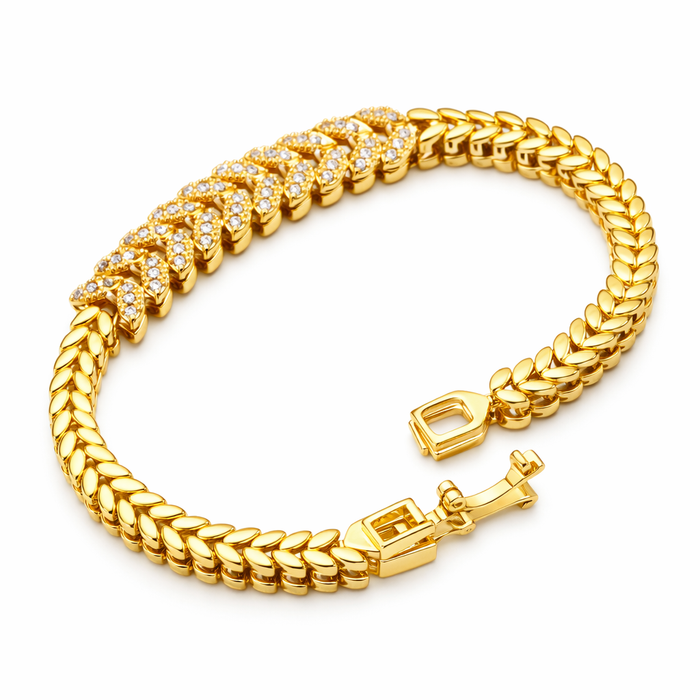 Evergreen Leaf Tennis Bracelet