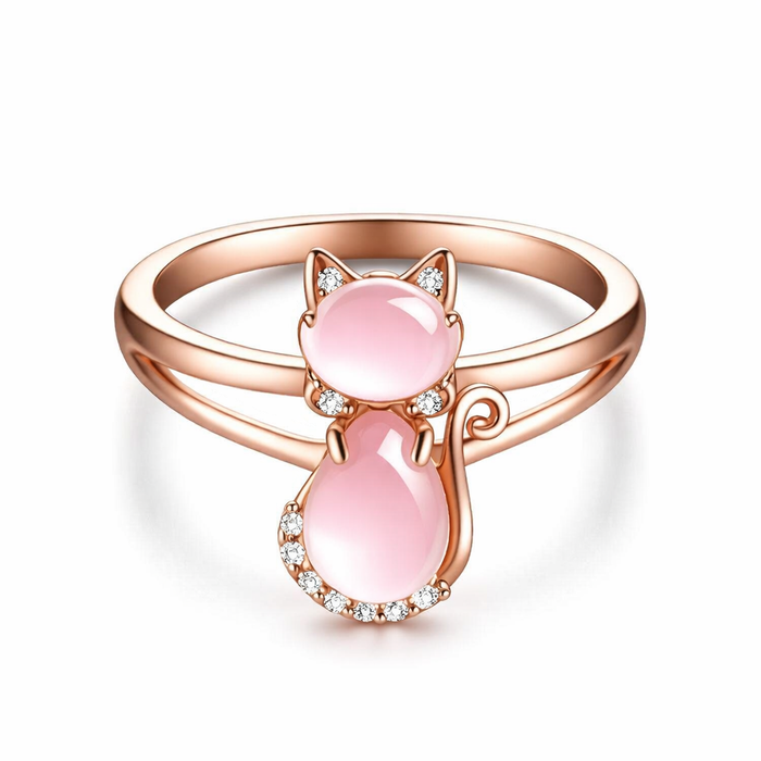 Gold Rose Cat Ring