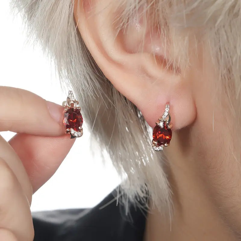 Deep Red Twilight Dangle Earrings