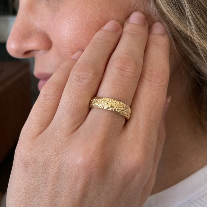 Gold Antique Flower Ring