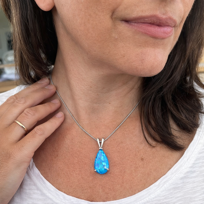 Blue Opal Tear Necklace