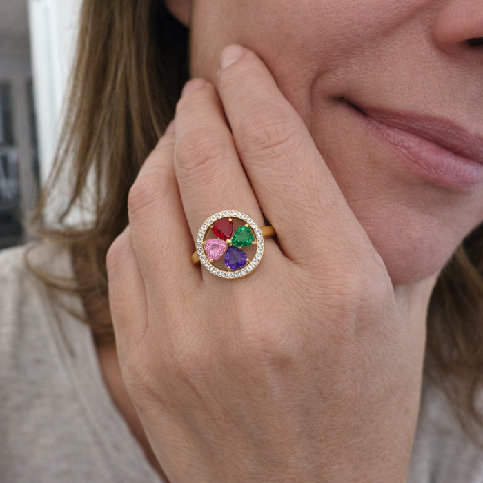 Spinning Ring Colourful Wave Hearts