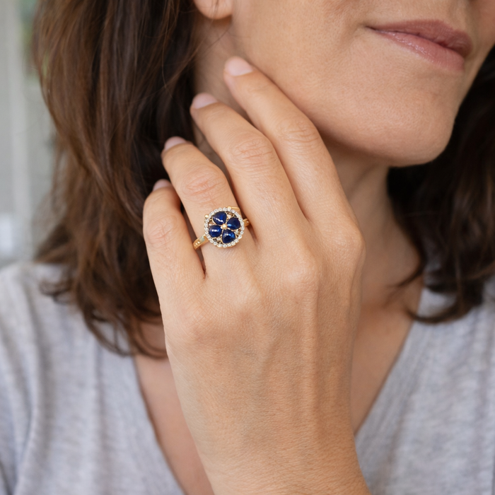 Spinning Ring Sapphire Hearts