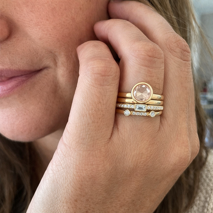 Gold and Zircon Vintage Style Ring Set