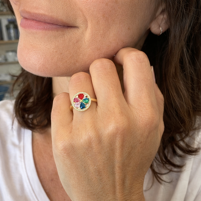 Spinning Ring Colourful Wave Hearts