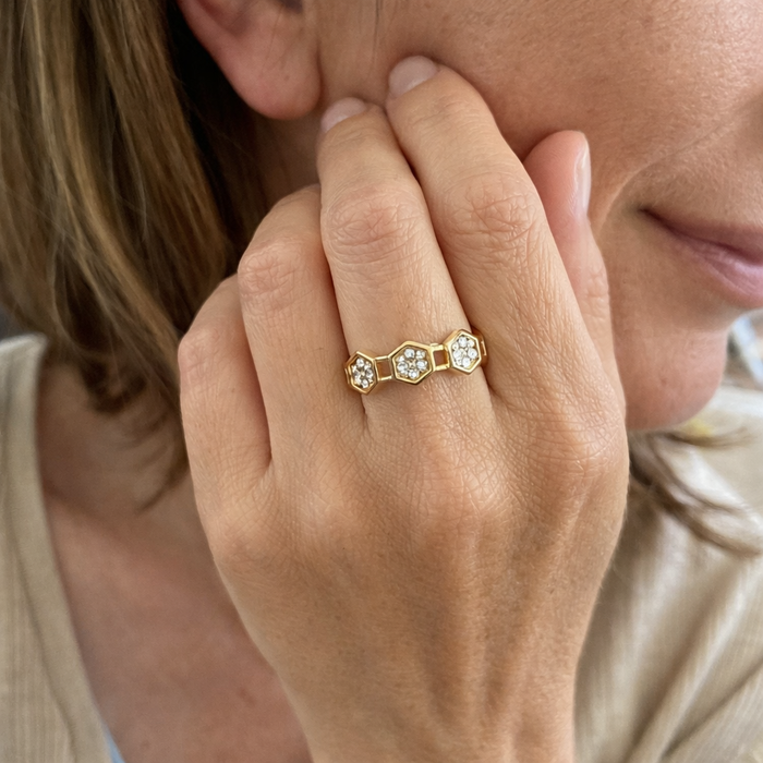 Honeycomb Crystal Ring