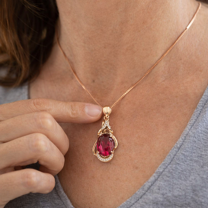 Gold Red Crystal Exquisite Necklace