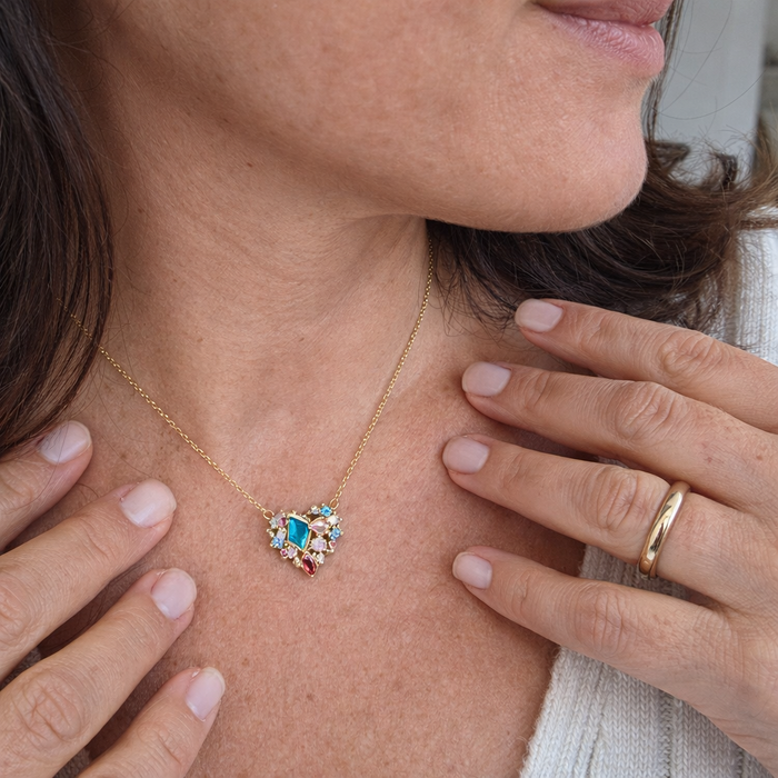 Multicolour Heart Glow Necklace
